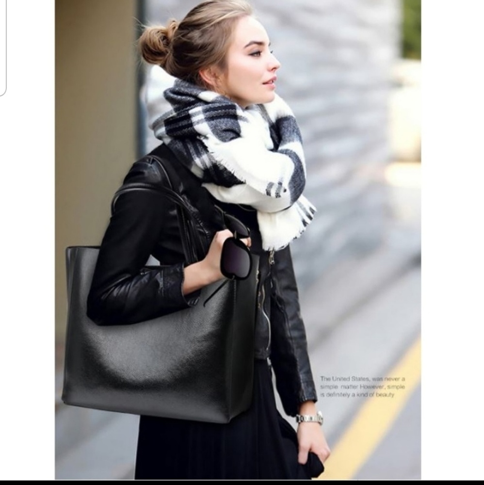 Chic Faux Leather Tote Bag***1 BLACK LEFT!!*** - Picture 1 of 7